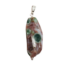 Load image into Gallery viewer, Ocean Jasper Sterling Silver Pendant | 2 1/4" Long | Pink, Green | 1 Pendant |