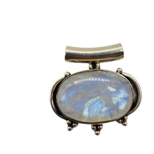 Load image into Gallery viewer, Alluring Rainbow Moonstone Sterling Silver Pendant | Blue White | 1 1/4" long |