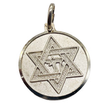 Load image into Gallery viewer, Star of David with Chai Sterling Silver Round Charm | 1" Long | Silver| 1 Charm|