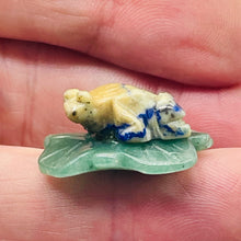 Load image into Gallery viewer, Ribbit 1 Lapis Frog On Aventurine Lily pad Pendant | 28x28.5x11mm | Blue