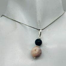 Load image into Gallery viewer, Black Stone Africa Pink Peruvian Opal Sterling Silver Pendant Handmade USA
