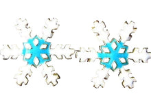 Load image into Gallery viewer, 2 Turquoise Cloisonne 30x27mm Snowflake Centerpiece Beads 8638D