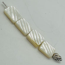 Load image into Gallery viewer, 4 White Mother of Pearl Carved Rectangle Beads 4363
