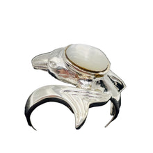 Load image into Gallery viewer, Mother of Pearl Leaping Dolphin Sterling Silver Ring | Size 6 | Silver | 1 Ring|
