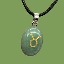Load image into Gallery viewer, Zodiac Taurus Aventurine Stone Oval Pendant | 1 1/2" Long | Green | 1 Pendant |