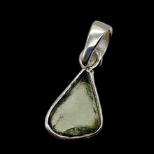 Load image into Gallery viewer, Moldavite 8.22ct Sterling Silver Triangle Pendant | 1" Long | Green | 1 Pendant|