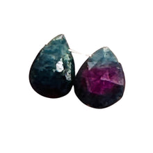 Load image into Gallery viewer, Ruby Zoisite Exquisite Flat Pear Briolette Beads | 7x6x3mm| Green, Red| 2 Beads|
