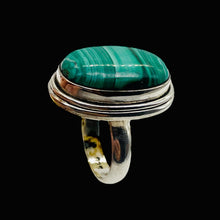 Load image into Gallery viewer, Gemstone Oval Malachite Sterling Silver Ring | Size 7 | Green | 1 Ring |
