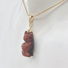 Load image into Gallery viewer, Jasper Kitty Cat Pendant Necklace|Semi Precious Stone Jewelry|14K Pendant