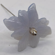 Load image into Gallery viewer, Chalcedony 29ct Hand Carved Flower Bead | 30x30x5mm | Blue | 1 Pendant Bead |