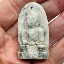 Load image into Gallery viewer, Harmony Stone Jade Buddha Pendant Bead | 1 Pendant Bead| | 50x30mm | White Green