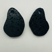 Load image into Gallery viewer, Lava Stone Carved Teardrop Pendant Beads | 48x34x7mm | Black | 2 Beads |