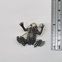 Load image into Gallery viewer, Marcasite Sterling Silver Frog Pin | 1 1/4" Long | Silver | 1 Sweater Pin |