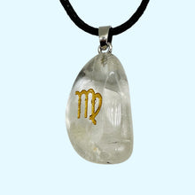 Load image into Gallery viewer, Zodiac Virgo Quartz Stone Oval Pendant | 1 1/2" Long | Clear | 1 Pendant |