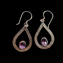 Load image into Gallery viewer, Semi-Precious Natural Amethyst Sterling Silver Drop Earrings | 1 1/2" Long |