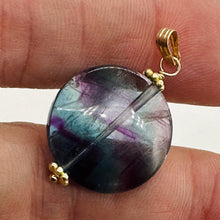 Load image into Gallery viewer, Fluorite 14K Gold Filled Striped Pendant | 1 1/4" Long| Purple, Blue| 1 Pendant|
