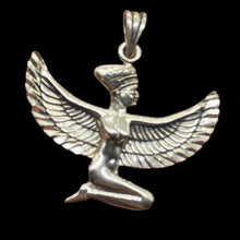 Load image into Gallery viewer, Winged Isis Sterling Silver Goddess Pendant Charm| 1 1/4" Long| Silver| 1 Charm|