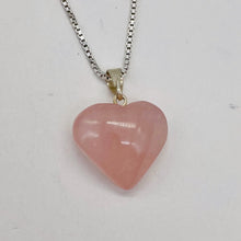 Load image into Gallery viewer, Rose Quartz Heart with Sterling Silver 18" Box Necklace | 7/8" Long | Pink |