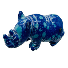 Load image into Gallery viewer, Hand-Carved Standing Spotted Rhinosceros | 1" Tall |Blue Green White| 1 Figurine