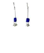 Load image into Gallery viewer, Spark Stardust Lapis Dangle Drop Silver Earrings 5697