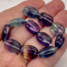 Load image into Gallery viewer, Natural Fluorite 8" Strand | 18x13x10mm | Oval | Purple Blue Green | 11 Beads |