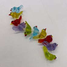 Load image into Gallery viewer, Lampwork Glass Birds | Blue, Yellow, Red, Green, Purple | 25x12x8mm | 5 Beads |