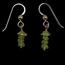 Load image into Gallery viewer, Peridot Natural Green Faceted Rondelle 14K Gold Filled Earrings | 1" Long |