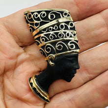 Load image into Gallery viewer, Queen Nefertiti Sterling Silver Headshot Pin | 2.5" | Silver | 1pr Brooch