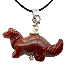 Load image into Gallery viewer, Brecciated Jasper Diplodocus Dinosaur with Silver Pendant 509259BJS | 25x11.5x7.5mm (Diplodocus), 5.5mm (Bail Opening), 7/8" (Long) | Red