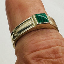 Load image into Gallery viewer, Green Malachite Square Sterling Silver Ring Size 6 Natural Gemstone Jewelry