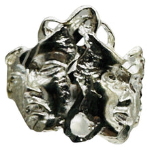 Load image into Gallery viewer, Smiling Frowning Drama Mask Sterling Silver Ring Size 5.5 Theater Jewelry