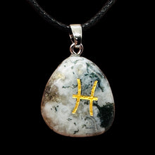 Load image into Gallery viewer, Zodiac Pisces Indian Agate Stone Oval Pendant | 1 1/2" Long | Green | 1 Pendant|