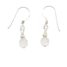 Load image into Gallery viewer, Crystal Carved Lotus Sterling Silver Drop Earrings| 1" Long | Clear | 1 Earrings