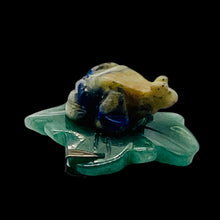 Load image into Gallery viewer, Ribbit 1 Lapis Frog On Aventurine Lily pad Pendant | 28x28.5x11mm | Blue