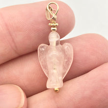 Load image into Gallery viewer, Rose Quartz Angel Pendant Necklace | Semi Precious Stone Jewelry | 14kgf Pendant