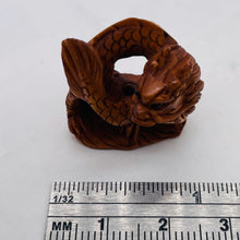 Load image into Gallery viewer, Carved Boxwood Wise Dragon On Clouds Ojime/Netsuke Bead | 22.5x24x13mm | Brown