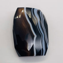 Load image into Gallery viewer, Onyx Flat Faceted Translucent Pendant Bead | 50x48x14mm | Black White | 1 Bead |