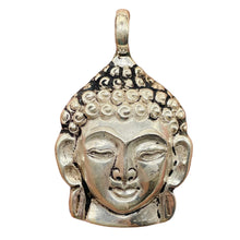 Load image into Gallery viewer, Buddha Head Sterling Silver Buddha Pendant Charm | 1 1/2" Long| Silver| 1 Charm|