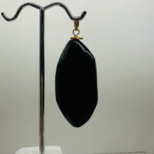 Load image into Gallery viewer, Natural Blue Tiger Eye Faceted Flat Oval Nugget Pendant 2" Blue Black Gemstone
