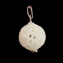 Load image into Gallery viewer, Jade Hand Carved Sterling Silver Pendant | White | 1" Long | 1 Pendant |