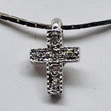 Load image into Gallery viewer, Tiny Sterling Silver Cubic Zirconia Cross | 1/2" Long | Silver | 1 Pendant |