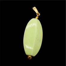 Load image into Gallery viewer, Chrysoprase Ridged Marquise Yellow Gold Pendant | 1 3/4' Long | Lemon Green |