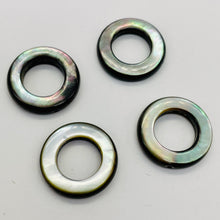 Load image into Gallery viewer, Mother of Pearl Natural Pi Circle Round Beads | 18x4mm | Black | 4 Beads |