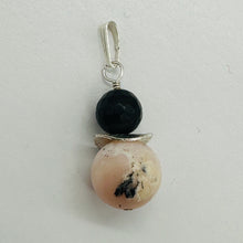Load image into Gallery viewer, Black Stone Africa Pink Peruvian Opal Sterling Silver Pendant Handmade USA