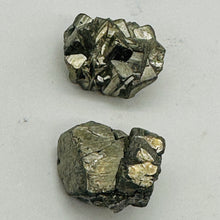 Load image into Gallery viewer, Pyrite Crystal Nugget Beads | 21x17x12mm to 19x14x14mm | Silver Gold | 2 Beads |