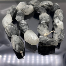 Load image into Gallery viewer, Rutilated Quartz Faceted Beads | 21x13x19 to 25x13x15 | White Black | 3 Beads