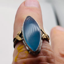 Load image into Gallery viewer, Clear Briolette Agate Sterling Silver 14K Gold Ring | Size 5 | Blue | 1 Ring |