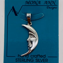 Load image into Gallery viewer, Man in the Moon Sterling Silver Charm | 1 1/4" Long | Silver | 1 Pendant |