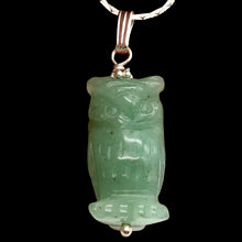 Load image into Gallery viewer, Aventurine Owl Pendant Necklace | Semi Precious Stone Jewelry | Silver Pendant