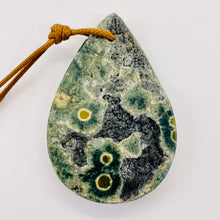 Load image into Gallery viewer, Druzy Ocean Jasper Pendant Teardrop | 50x33x8mm | Green Yellow | 1 Bead